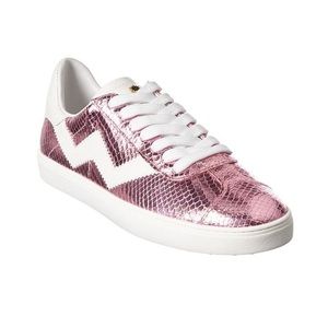 STUART WEITZMAN DARYL SNAKE-EMBOSSED LEATHER SNEAKER NWOT